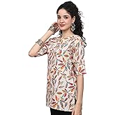 Pinkmint Women Short Kurti | Cotton Blend Printed Tunic Top | Trendy Casual Top | Casual & Office Wear Ethnic Top for Jeans