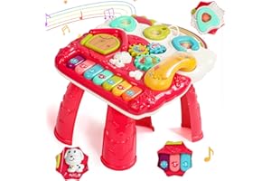 JERRYVON Juguetes Niños 1 Año Regalo Bebe 6 en 1 Mesa Actividades Bebe 1 Año Instrumentos Musicales Educativos Regalo Niños Niñas 1 2 3 4 Años