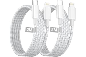 ANSSAN Cable iPhone Cable USB C vers Lightning 2M Lot de 2, cable USB C Lightning Charge Rapide Nylon Tressé Fil cable Chargeur iPhone Apple Certifiés MFi pour iphone 14 Pro Max/13/12/11/X/SE/8/7,iPad