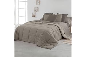 SOMNI HOME Edredón Nórdico Bicolor Reverisble Cama 150/160 cm Duvet Tacto Pluma Microfibra Cálido Comodo Ligero. Cama Doble. Calidad 400 gr. Beige - Arena 250x260