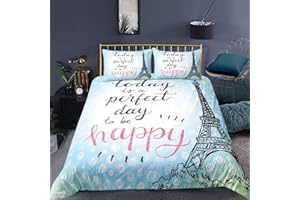 Loussiesd Kinder Kids Betten Set Eiffelturm Muster Bettw?sche Set für Jungen M?dchen Microfaser Himmlische Qualit?t Bettbezug mit 1 Kissenbezug 2 teilig 135x200 cm + 80x80 cm Einzelbett M?dchen