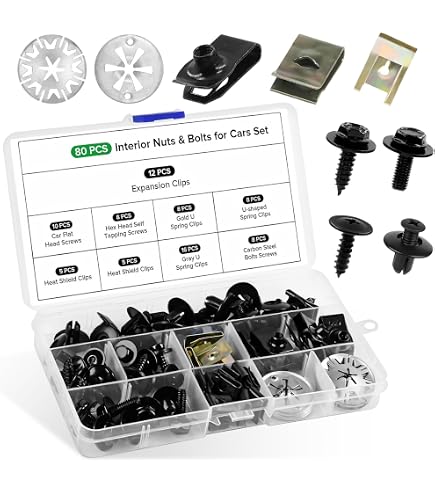 Set 80 Pezzi Bulloni E Dadi Per Carrozzeria Auto - Kit Riparazione Paraurti, Targhe, Scudi Termici