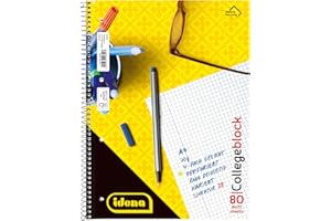 ‎IDENA Idena 10392 - Collegeblock, DIN A4, 80 Blatt, 70 g/m², kariert, gelocht