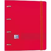 Polyfoam 4 Ring Binder with Refill and Oxford Rubber Live &amp; Go, A4+ | with Refill 100 Sheets, 5x5 Grid, Red