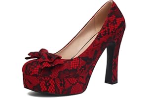 elerhythm Mary Jane - Chaussures à talons hauts pour femme - Style gothique élégant - Avec plateforme et nœud papillon