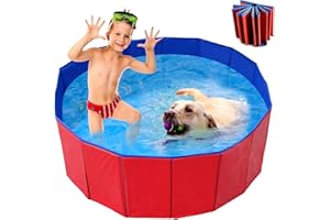 WELLXUNK Piscina para Mascotas,Bañera para Perros,Piscina para Mascotas Plegable,Antideslizante Piscina para Mascotas,para Perros y Gatos Pequeños Medianos y Grandes Interior o Exterior (80 * 30cm)