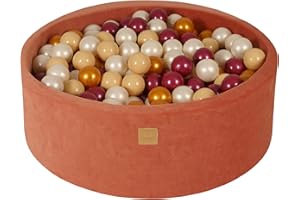 MEOWBABY Piscine À Balles Velvet 90X30cm/200 Balles pour Bébé Enfant Bambin Jouets pour Les Tout-Petits Fabriqué de Jouet Rond Mousse Fabriqué en UE Rouge Marsala