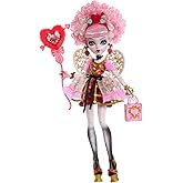 Monster High Scary Sweet Birthday Cupid Asteria Doll | Doll with Pink and Red Dress Party Accessories Invitation Balloon Gift