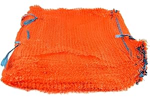 ARMAR TRADING LTD Sacos de malla de color naranja 50 cm x 78 cm con capacidad para hasta 30 kg con cordón Raschel bolsas de malla verduras registros leña madera, naranja