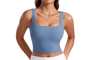 CRZ YOGA Damski biustonosz sportowy Butterluxe Square Neck Wyściełany bezprzewodowy top na siłownię Koszulki treningowe Camisole z wbudowanym biustonoszem