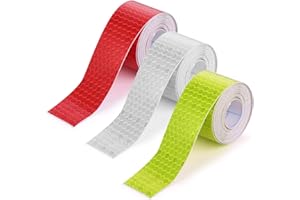 BSYFOP 3 PCS Reflective Tape,Reflective Tape Outdoor Waterproof Reflector Tape Night Reflective Strips for Security Alerts for Vehicles Road Transport Facilities Safety Reminder(Green Yellow Red)