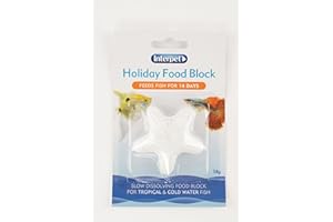 Interpet Slow Release Holiday Mineral Aquarium Fish Food Block, Contains Freeze Dried Tubifex, Daphnia, Brine Shrimp and Mosquito Larvae, up to 14 Day Supply, 13g