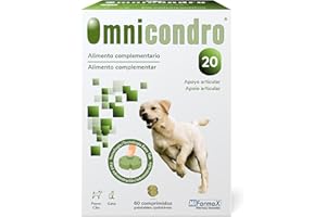 Omnicondro 20 Hifarmax - Condroprotector para Perros y Gatos | Glucosamina y Condroitina para Articulaciones | Vitaminas Mascotas | Suplementos para Perros Mayores | 60 Comprimidos