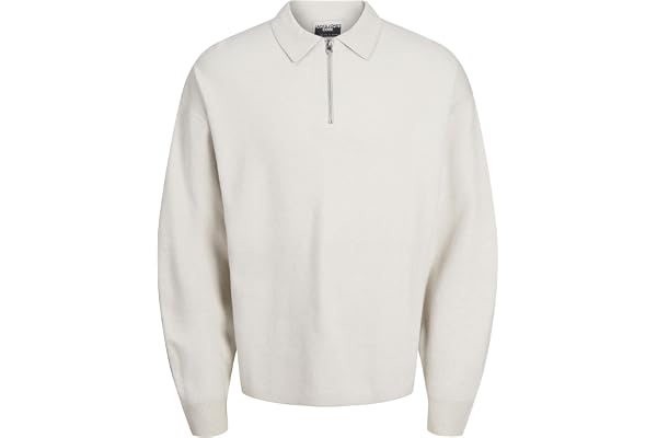 JCORYKER Knit LS Polo, Moonbeam, M