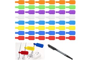ZOCONE 48Pcs Cable Labels Multi-Color Cord Labels Self Adhesive with a Pen 8 Multi-Color Cable Identification Tags Reusable Design Wire Label for Home Office Travel and Business Trips