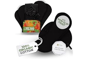 NATISSY Premium Serviettes Hygiéniques Lavables Bio Coton avec Imprimé Antidérapant pour Flux Abondant et Incontinence (L+XL, x6); Protection Menstruelle Réutilisable, Lavable à Haute T°, Douce, Non-Irritante