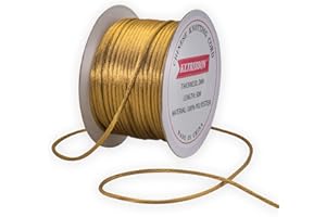 KLTRIBBON 2mm Rattail Cord Gold String - 50 Meters Chinese Knotting Cord Rat Tail Silk Thread for Bracelet Necklace Jewelry Making Macrame Trim