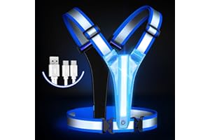 Samlior LED Chaleco Reflectante, 5 Colores y 3 Modos de Luz LED Recargable Chalecos Reflector Seguridad, Alta Visibilidad Tirantes Reflectantes para Correr Ciclismo Hacer Deportes en Exterior