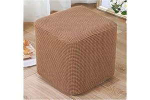 AQIGR Footstool Stool Elastic Cover for Sofa Footstool Jacquard Cover for Rectangular 40 x 40/45 x 45/50 x 50 cm Stool Footstool Footrest Protective Cover Sofa Cover (Colour: #7, Size: 50 x 50 cm)