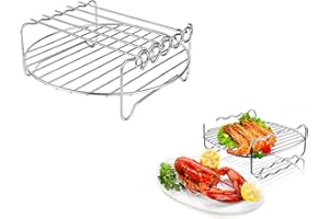 ANJINGUANG Stojak na frytkownicę powietrzną gotowanie gotowanie gotowanie na parze chłodzenie wielofunkcyjny okrągły stojak ze stali nierdzewnej 304 drut krzyżowy w stojaku naczynia kuchenne pasują do frytkownicy powietrznej natychmiastowego garnka puszki ciśnieniowaru (średnica: 22 cm)