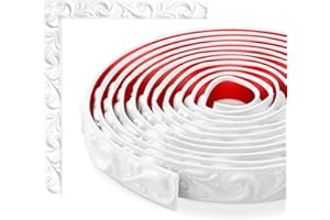 TECDW Bandes décoratives murales flexibles, bandes décoratives murales autocollantes, DIY moulure encadrement, pour armoires, bords de murs, décoration de la maison (Blanc, 3 mètres)