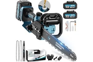 RINOXAR Motosierra a Batería de 12 Pulgadas, Motosierra Eléctrica Inalámbrica 2x4000mAh, Podadora Inalámbrica para Herramientas de Jardín, Corte de Madera, Bricolaje (1800W Brushless) - PowerCut X13