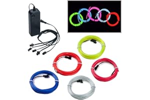COVVY Cable LED Tira de Luces de Neon Flexible de 5 * 1 M Alimentado 3 Modos de Funcionamiento, Perfecto para Decoración de Coche, Fiestas, Disfraz de Carnaval