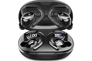 HUPOAF Wireless Earbuds Sport, 2026 3D-Stereo Bluetooth 5.4 Headphones Bass Ear Buds, 4 ENC Noise Cancelling Mic Earphones, 50+Hrs USB-C IP-X7 Waterproof in Ear Headset Android iOS for Running Workout Gym