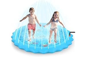 SOKA PLAY IMAGINE LEARN SOKA Large Round Sprinkle and Splash Water Play Mat Sprinkle Splash Pad Summer Spray Inflatable Water Toy for Kids Dogs Pets and Outdoor Garden Family Activities - Blue