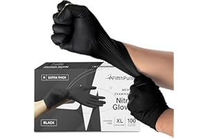 FifthPulse Disposable Black Nitrile Gloves Large 100 Count - Extra Thick 4.5 Mil - Powder and Latex Free Rubber Glove - Surgical Medical Exam Gloves - Food Safe Cooking Glove