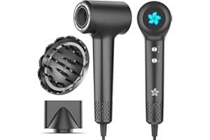 HZD Seche Cheveux, Sèche Cheveux Ionique avec Diffuseur, Seche Cheveux à 400 Millions Plasma Professionnel, Moteur sans Balais de 110 000 tr/min pour un Séchage Rapide, 57 dB à Faible Bruit pour Voyage
