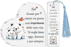 HZBLAZ Zio Regali per Gli Uomini Acrilico Placca Segnalibro 2 Pezzi Set Regalo Compleanno per Zio Personalizzato Cuore Ricordo Segnalibri Festa del Papà Apprezzare Natale Ringraziamento Regali da Nipoti