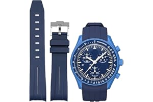 Niziruoup Cinturino Gomma per orologio Omega x Swatch MoonSwatch Speedmaster/Rolex 20mm Silicone Cinturino Curvo di Ricambio Cinturino Originale Swatch Moonswatch Speedmaster Senza lacune per uomo