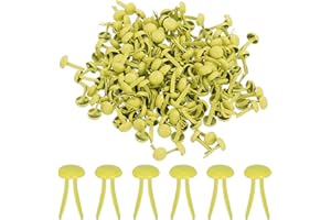 PATIKIL 200 Stück Musterbeutelklammern 5 x 9 mm Mini Brads Metall Rundkopfklammern Briefklammern Musterklammern Scrapbooking für Kunst Basteln Handwerk DIY-Projekte PapierGelb