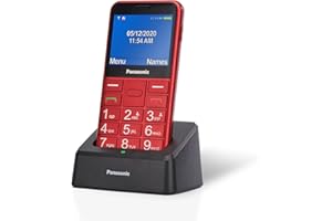 ‎PANASONIC Panasonic KX-TU155 telefon komórkowy dla seniora (połączenia priorytetowe, czytelny ekran 2.4", podświetlane przyciski, jasna latarka LED), czerwony