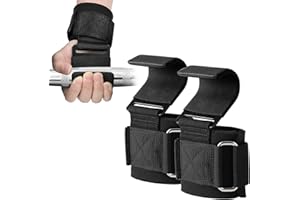 Vikrami lighting 2 PCS Weight Lifting Hooks Straps Pair, Gym Lifting Straps Non-Slip Rubber Coated Grips,8mm Neoprene Padded Wrist Wrap Support Power lifting Barbell Rows Dead lifts Chin Pull Up