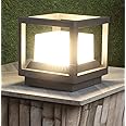 GIGAWATTS G014 Topaj 12W LED Gate Light Waterproof Pillar Cube Lamp Outdoor Decor Garden Lighting Pole Mount Exterior Fixture for Home Entrance Patio Compound Boundary (Warm White, Pack of 1)