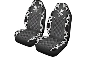 ZIATUBLES Cow and Diamond Pattern Car Seat Covers, Universal Fit Car Seat Covers, 2 PCS Car Seat Covers for Car Truck/SUV/Vans Auto Seat Protector Soft Material