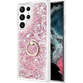 Microsonic Samsung Galaxy S23 Ultra i&ccedil;in Kılıf Glitter Liquid Holder [Galaxy S23 Ultra ile Uyumlu Kılıf - Pembe]