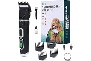 HFAN Professional Dog Grooming Clippers Kit, Rechargeable, 3-Speed, Low Noise, Cordless Pet Clipper for Dog Cat and Other Pets Thick Coats Hair etc