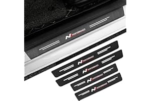 RIDGOEL 4Pcs N NLINE Carbon Fiber Car Door Sill Protector, for Hyundai N Performance TUCSON KONA SONATA i30 i20 ELANTRA LAFESTA, Car Kick Plates Automobile Threshold Paint Protection Accessories D