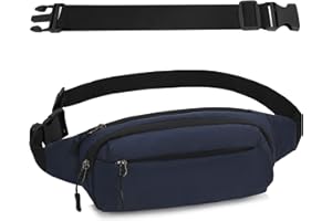 IHIGOGOFA Marsupio per Uomo Donna Sportivo Unisex con Cintura Regolabile Estesa 30 cm e 4 Tasche con Cerniera Marsupi Impermeabile per Outdoor Passeggiate Escursionismo Trekking Ciclismo Viaggio (Blu scuro)