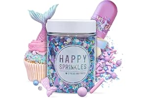 ‎HAPPY SPRINKLES Happy Sprinkles Sweet Mermaid 90g - Bunter Streusel Mix mit Schokolade - Tortendeko Essbar mit Unterwasser Motiven - Deko für Kuchen, Kekse & Eis