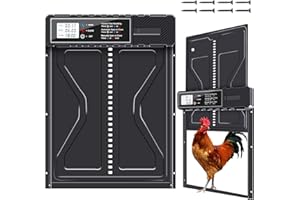 PlayDen Tapa automática para pollos, batería eléctrica de aluminio con pantalla grande resistente al agua, temporizador, manual, puerta de pollo, puerta de pollo, protección inteligente contra