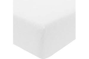 Sleepdown Jersey Melange białe prześcieradło z gumką ciepłe przytulne łatwe w pielęgnacji gładka przędza barwiona pościel pościel pościel pojedyncza (90 cm x 190 cm), bawełna poliestrowa