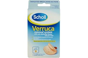 Scholl Verruca Removal System - 15 Washproof Plasters & Medicated Discs, with Salicylic Acid, Targeted Action for Effective Verucca Removal