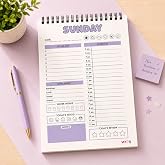 WYOG Daily Planner Notepad Undated A5 Spiral | 7 Pastel Colours Hourly To-Do Meal Mood Tracker | 100 GSM Aesthetic Diary for 