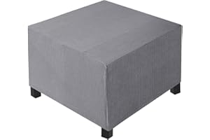 AQIGR Funda Otomana Cuadrada Elastica 90-90 60x60 50x50 para Taburetes, Funda para Reposapiés con Base Elástica Antideslizante Protectora para Taburete/Puff, Extraíble y Lavable(Gris claro,L 90x W 90xH 50cm