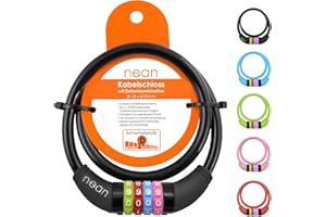 nean Candado de bicicleta infantil, con código de combinación de números, multicolor, 10 x 650 mm (negro)