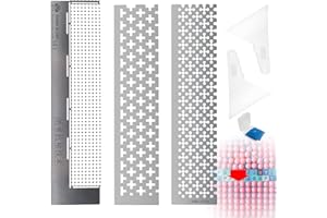 LONNEY 6 pz Diamond Painting Accessori Righello, 408 fori 250 fori, acciaio inossidabile, nanotecnologia antiaderente (3 righelli + 2 attrezzi + 1 scatola di colla)